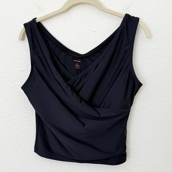 [Honeymark] Black Basil Wrap Swim Tank Top Stretch Workout Modest Size Medium M - Picture 3 of 11